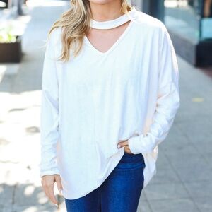 Beeson River Boutique Brand Ivory Panel Textured Long Sleeve Top Size Small NWOT